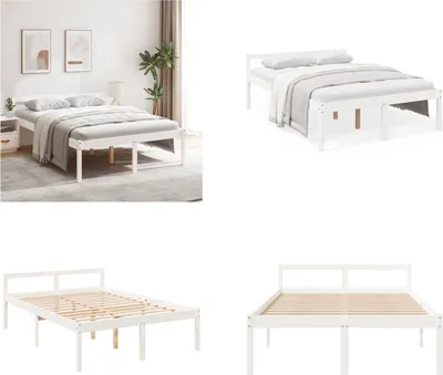 Produktbild von vidaXL Seniorenbett Weiß 140x200 cm Massivholz Kiefer - Seniorenbett - Seniorenbetten - Bett Senioren - Betten Senioren