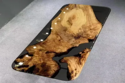 Produktbild von Moderner Tisch aus Epoxidharz, Stilvoller grau transparent, rechteckiger Tisch