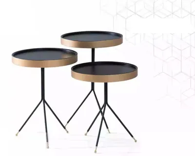 Productafbeelding van Beistelltisch 3х rund Dekotisch Lampentisch Sofatisch Tisch Holz schwarz