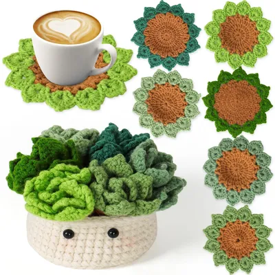 Image de Kits de crochet pour débutants - Ensemble complet de 6 pièces comprenant du fil et un manuel d'instructions
