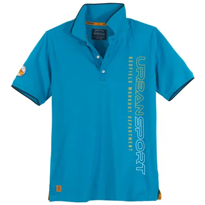 Produktbild von Redfield Poloshirt Übergröße türkisblau Vertikalprint