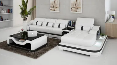 Immagine prodotto di Divano ad angolo a forma di L, con funzione letto, design moderno, imbottitura in pelle
