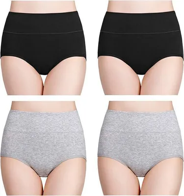 Produktbild von INF Hoher Bund Baumwolle Höschen Schwarz+Grau 4XL