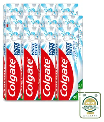Produktbild von 12 x Colgate White Teeth Zahnpasta - 75 ml - Vorratspackung - 12 Stücke