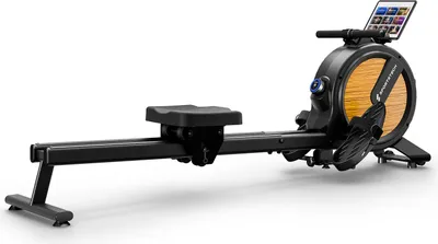 A rowing machine on a white background.
