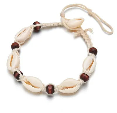 Produktbild von Muschel Holzperle Fußkettchen Fußkette Miniblings Sommer Strand Meer Surfen weiß