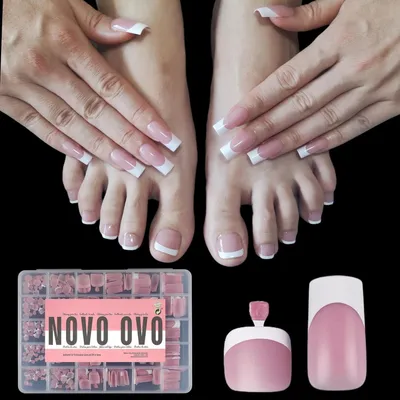 Produktbild von Nagelspitzen zum Aufdrücken French Tip BERRY PINK Square 300 Stück 15 Größen
