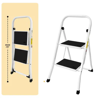 Productafbeelding van Telescopische ladder, antislip ontwerp, robuust metalen frame, tweestaps kruk