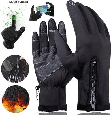 Produktbild von Winter Warme Handschuhe Winterhandschuhe Wasserdicht Winddicht Touchscreen Fahrradhandschuhe Laufhandschuhe Sporthandschuhe für Herren und Damen, M