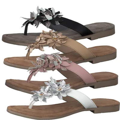 Produktbild von MARCO TOZZI Damen Zehentrenner Leder Pantolette 2-27111-26, Größe:39 EU, Farbe:Schwarz