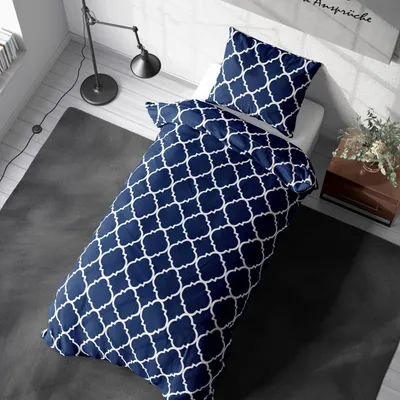 Produktbild von Soma Renforcé Bettwäsche 135 x 200 cm Bettbezug Kopfkissenbezug 80 x 80 cm Maroc blau