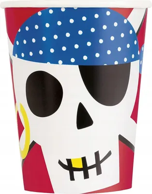 Produktbild von PIRATEN Totenkopf Ahoy Geburtstagsparty Pappbecher 266ml 8Stk.