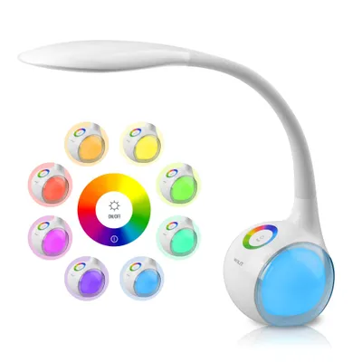 Produktbild von WILIT T3 5W Dimmbare Schreibtischlampe LED, Nachttischlampe Kinder, Tischleuchte mit Farblicht und 3 Helligkeitsstufen