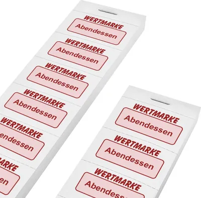 Produktbild von CombiCraft Wertmarken Block 'Abendessen' auf 10er Streifen, weißes Papier - 1000 Abrisse