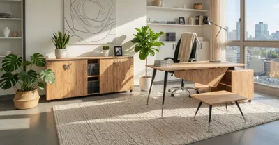 Image de Ensemble de bureau : bureau, console et table basse de style moderne