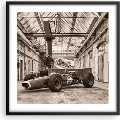 Produktbild von Gerahmtes Poster - Schwarzer Rahmen - Formel 1 Rennen Retro - 50x50 cm - Wand Bild - Wanddeko - Wandbilder - Kunstposter - Wandposter - Bilderrahmen - Bilder - Kunstdruck - P2BAC50x50-4918