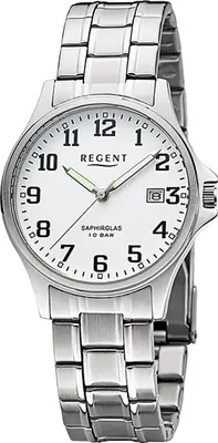 Produktbild von Regent Metall Herren Uhr Armbanduhr Quarz silber Metallarmband D2URF1434