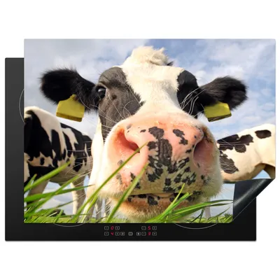 Produktbild von KitchenYeah© Herdabdeckplatte Kuh - Bauernhof - Gras - Tiere , 70x52cm, Küche Deko, Glaskeramikkochfeld Herdabdeckung, Abdeckplatte fùr Kochfeld