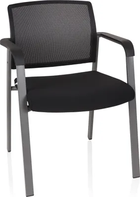 Produktbild von hjh OFFICE Vierfußstuhl mit Armlehnen MEET Stoff / Netzstoff Stuhl bis 110 kg belastbar
