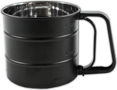 Produktbild von Unbekannt MEHLSIEB Einhand Ø10cm Schwarz Edelstahl Puderzuckerstreuer Puderzuckersieb Mehl Puderzucker Sieb 86