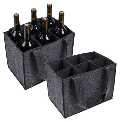 Productafbeelding van Set van 2 Flessentassen met Handvat voor 6 Flessen