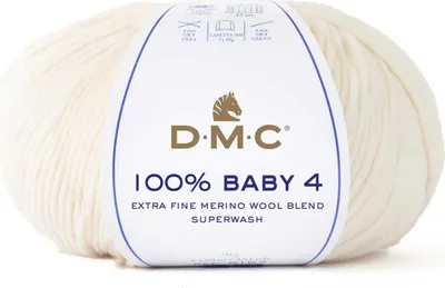 Produktbild von DMC 100% Baby 4 – extrafeines Merinogarn (75 % Merino, 25 % Polyamid) (Farbe 101)