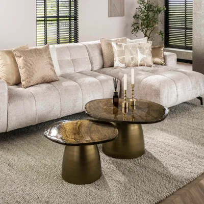 Produktbild von Hoyz Collection - Couchtisch Eclipse Set-2 - Gold Antik Finish