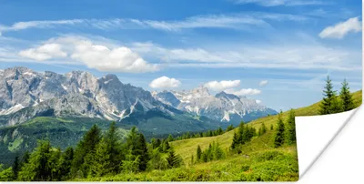 Produktbild von MuchoWow® Poster Alpen - Berge - Gras 160x80 cm - Foto Poster