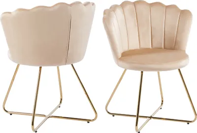 Produktbild von SalesFever Muschelstuhl aus Samt | 2er Set | Beine Chrom goldfarben | B 69,5 x T 66 x H 85 cm | beige