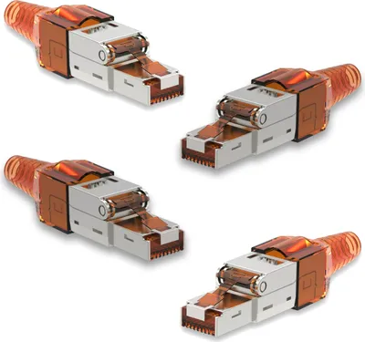 Produktbild von 4x Netzwerk Stecker CAT 7 Werkzeuglos RJ45 CAT7 Netzwerkstecker Netzwerkkabel