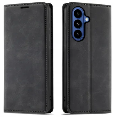 Zdjęcie produktu dla ETUI Z KLAPKĄ do Samsung S26+ Plus Zamykane Magnetyczne Skórzane + Szkło 9H