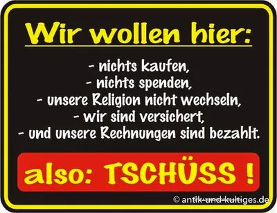 Produktbild von Lustiges Blechschild wir wollen hier... 17x22 cm