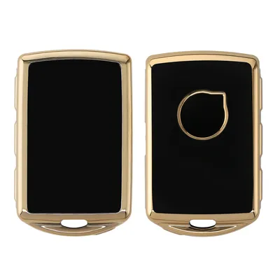 Produktbild von kwmobile Autoschlüssel Hülle kompatibel mit Volvo 4-Tasten Autoschlüssel Keyless Go - Schlüsselhülle Silikon Cover - Schwarz Gold