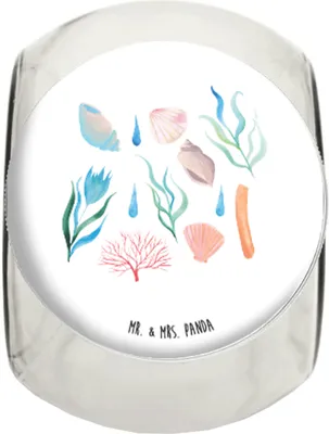 Produktbild von Mr. & Mrs. Panda Bonboniere Meeresrauschen Design XL 2000ml - Weiß - Geschenk, Bonbonglas, glasbehälter, Meer, Muster, Strand, schraubglas, Beach, Teedose, Glasdose