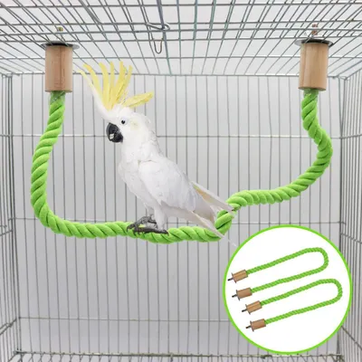 Obrázek produktu pro 2 kusy houpací sítě pro ptáky, zelená, z konopného lana, délka 100 cm, vhodné pro papoušky, andulky a korely