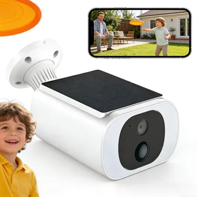 Image de Caméra de surveillance solaire/à batterie 2K+ 4MP pour l'extérieur avec panneau solaire et détection de mouvement PIR