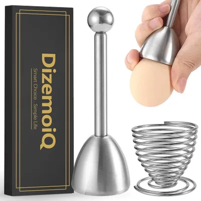 Eierentkerner und Eieröffner aus Edelstahl, Set mit Eierpiekser