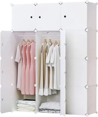 Imagen del producto de Armario Silecomplaza con puertas, 12 compartimentos, 111 x 47 x 148 cm, blanco