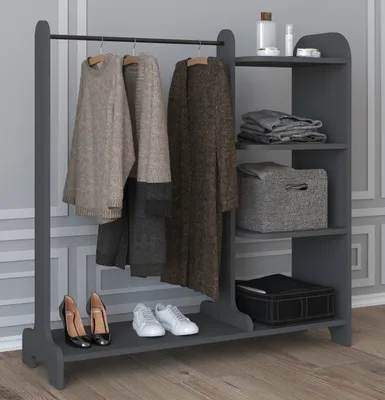Produktbild von VCM Holz Kleiderschrank | offener Schrank |begehbarer | Kleiderregal | Maße ca. B. 106 x H. 110 x T. 35 cm - Lempu H. 110 cm