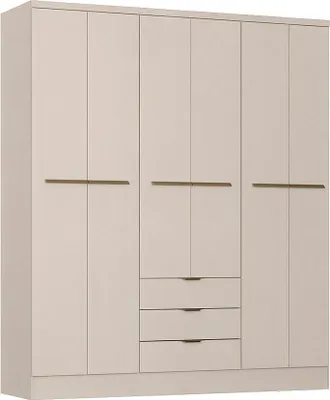Produktbild von Kleiderschrank mit 6 Türen und 3 Schubladen - B180 cm - Beige – PEROLI