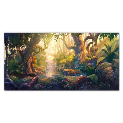 Produktbild von Coloray Bild aus Leinwand 120x60 Leinwand Dekoration - Fantasieblumen Wald Fluss