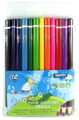 Produktbild von Dreieckige dicke Schulbleistifte 12 Farben LAMBO