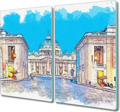 Produktbild von Coloray Schneidebrett Herdabdeckplatte 2x30x52 cm Kochplattenabdeckung Küchenbrett Hackbrett - Architektur Gebäude Stadt