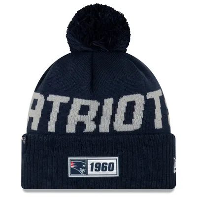 Produktbild von NFL New England Patriots Road Sideline 2019 Bobble Wollmütze cuffed knit NewEra