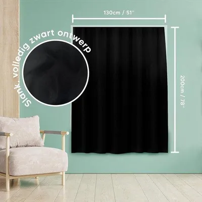 Produktbild von Famanu Verdunkelungsrollo mit Klettverschluss & Saugnäpfen - Ohne Bohren - Verstellbar 130 x 200 cm - Schwarz