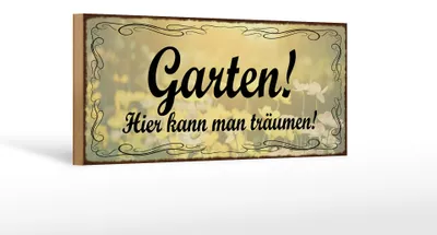 Produktbild von Holzschild Spruch 27x10cm Garten hier kann man träumen