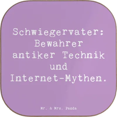 Produktbild von Mr. & Mrs. Panda Untersetzer Spruch Schwiegervater Geschichten - Lavendeltraum - Geschenk, Technik, Holzuntersetzer, für Gläser, Verwandte, gläseruntersetzer, Glas, Humor