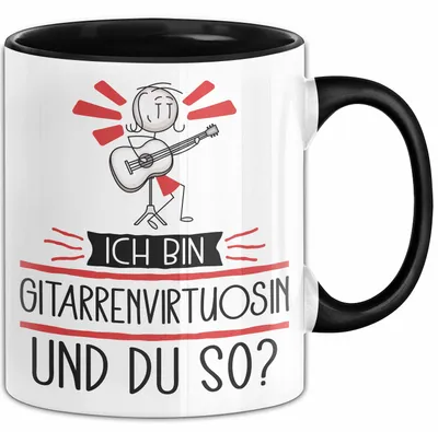 Produktbild von Gitarrenvirtuosin Tasse Geschenk Ich Bin Gitarrenvirtuosin Und Du So Geschenkidee Lustiger Spruch Becher (Schwarz)
