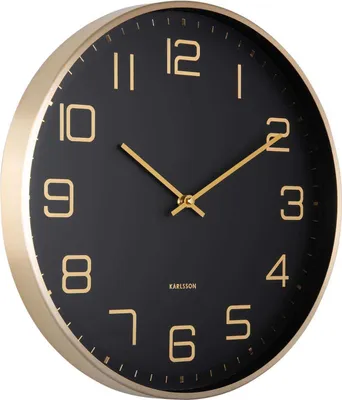 Productafbeelding van Karlsson Elegance Glow, Wandklok, Digitale klok, Rond, Zwart, Goud, Aluminium, Batterij