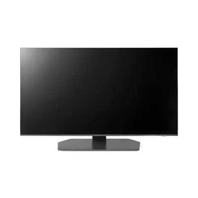 A television set on a stand, presented against a plain white background.